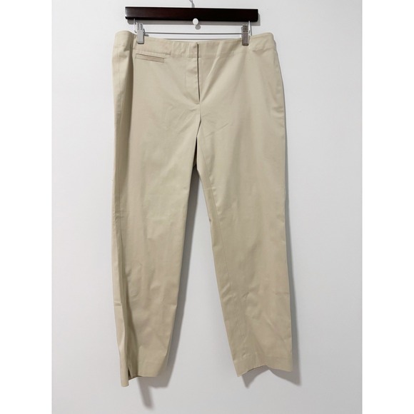 J. Jill Pants - J. Jill Trousers Women 12 Khaki Cotton Blend Ankle Slit Flat Front Pants Office